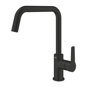 76x44 cm évier avec égouttoir réversible en Granite, à encastrer, noir + mitigeur lavabo/cuisine Grohe Start (SATSE3BG430)