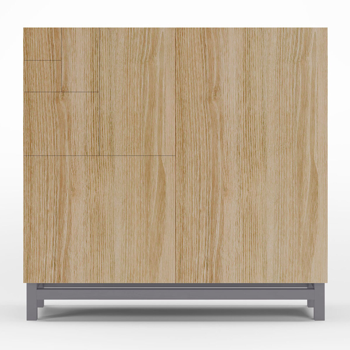 Zapatero Copenhague melamina roble dorado patas gris 90x90x27 cm