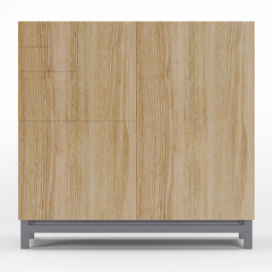 Zapatero Copenhague melamina roble dorado patas gris 90x90x27 cm