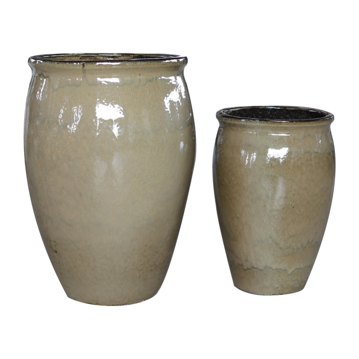Set 2 Vaso Bombato - Pezzi 1 - 50X68X50cm - Colore Crema - Bianchi Dino -