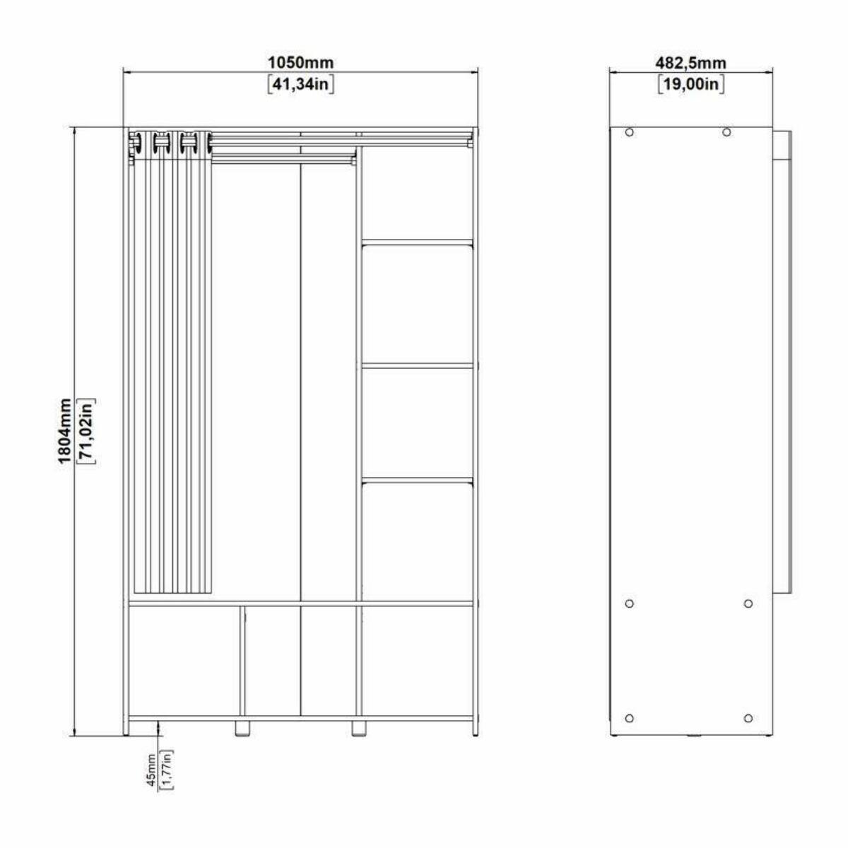 Guardaroba grande Jal, Mobile camera da letto, Cabina armadio portabiti, Armadio appendiabiti, 105x48 h180 cm, Rovere e Beige