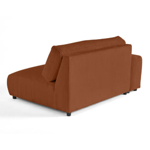 Garance - module d'assise 3 places avec accoudoir gauche - en velours côtelé - Terracotta