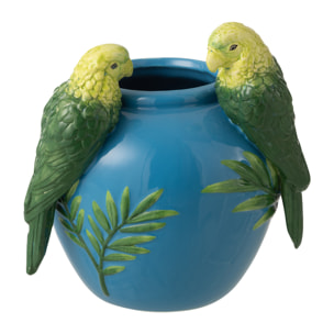 J-Line Vase Perroquets - céramique - vert/bleu - small