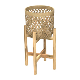 Cache-pot pieds en teck et bambou (lot de 2) - Mila
