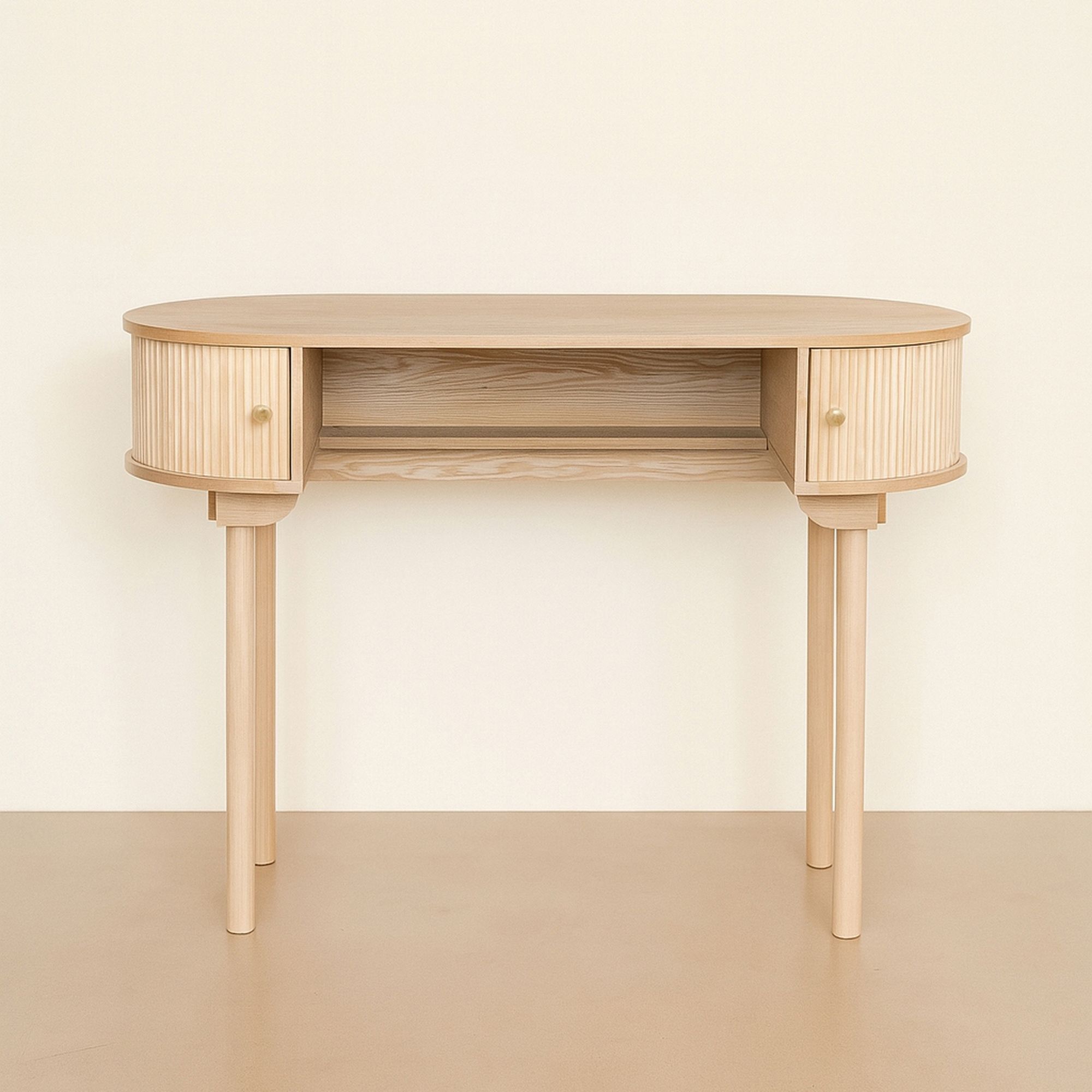 Bureau en bois clair avec portes coulissantes  HECTOR