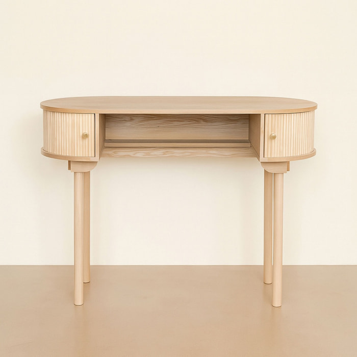 Bureau en bois clair avec portes coulissantes  HECTOR