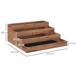 Jardinera de Madera Elevada de 4 Niveles Jardinera Exterior Grande con Diseño de Escalera Huerto Urbano para Cultivos Plantas Flores para Patio Terraza Balcón 113x113x46 cm Café Oscuro