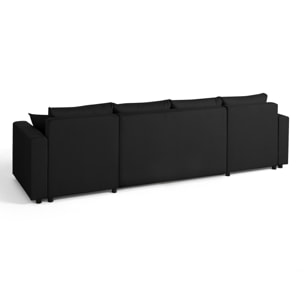 Regala - canapé panoramique - 7 places - convertible avec coffre - en tissu - Noir