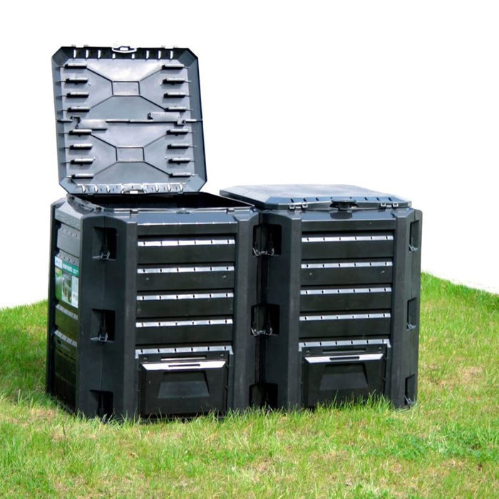 Compostador 800 L Prosperplast Compogreen Module de plástico en color Negro, 82,6 (alto) x 135 (ancho) x 71,9 (profundo) cms