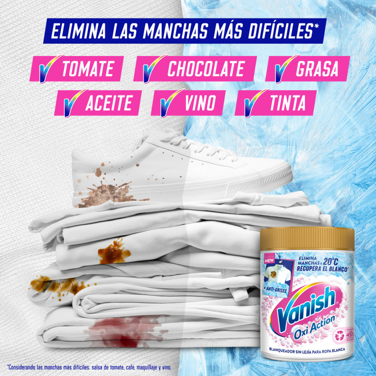 Vanish Oxi Advance Quitamanchas para la Ropa Blanca, elimina olores, potenciador de Lavado en polvo - 6x400 gr