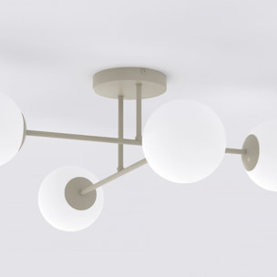 Lampada a sospensione ROMA con struttura beige e sfere in vetro opale