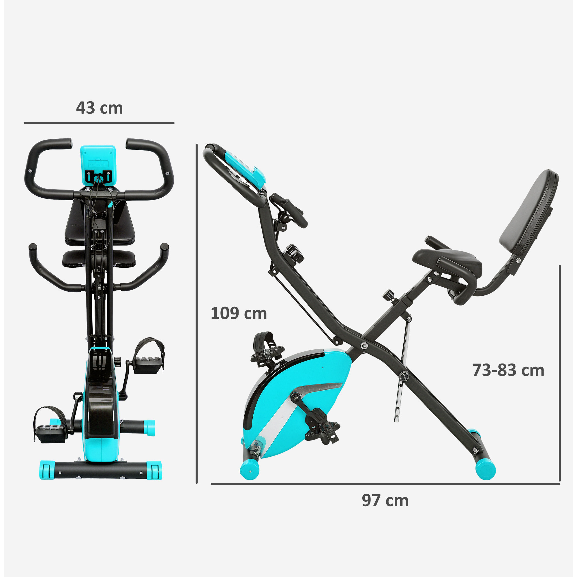 Bicicleta Estática Plegable con Respaldo Bici Estática Silenciosa con 8 Niveles de Resistencia Magnética Sillín Regulable Volante Pantalla LCD Pulsómetro y Banda Carga 110 kg Verde