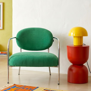 Fauteuil en velours côtelé et piètement chromé - LEON