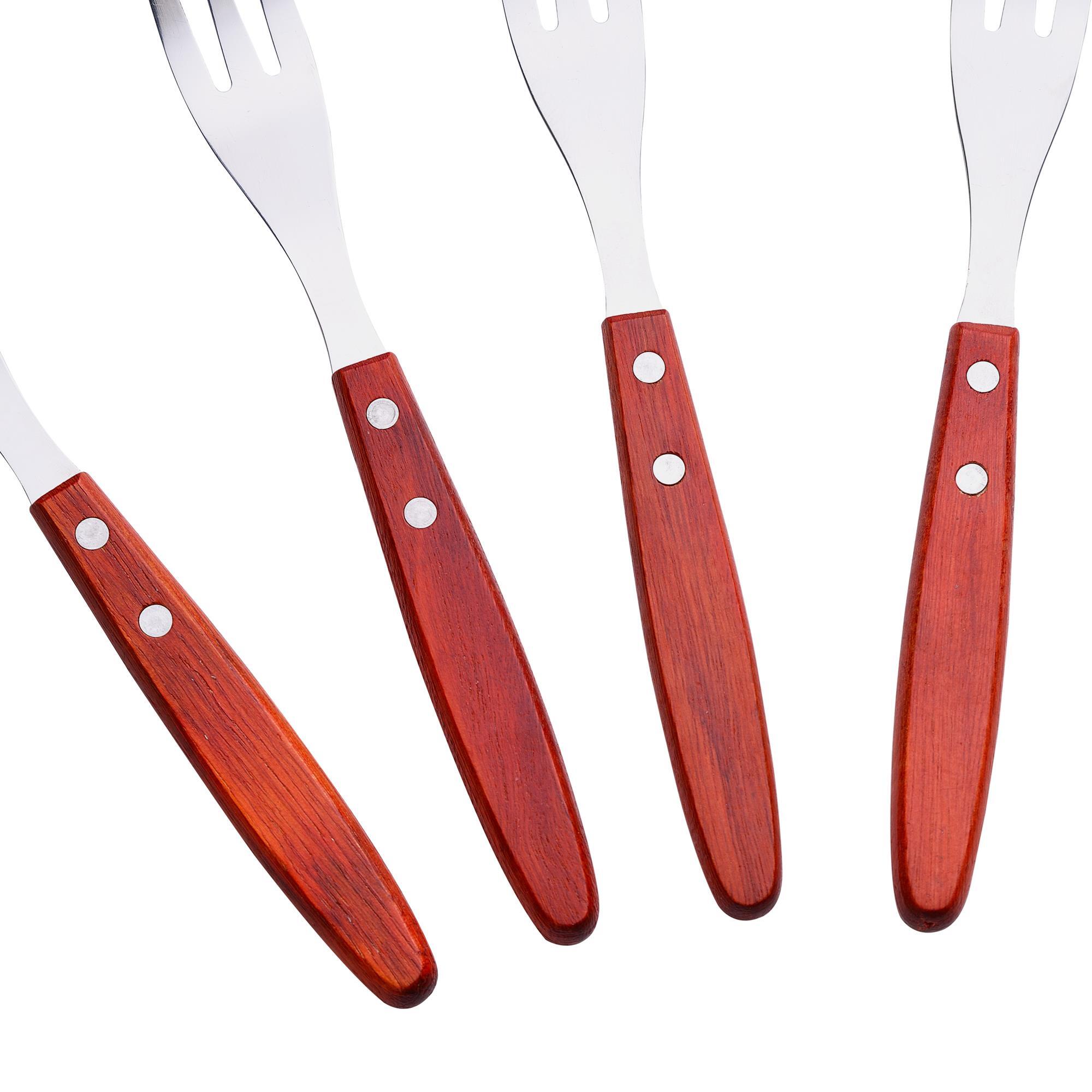 Juego de 4 tenedores bbq para carne en acero inoxidable bergner