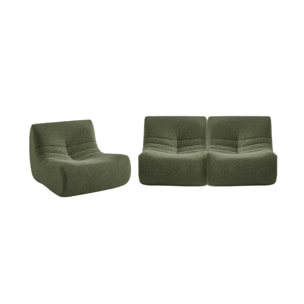 Chauffeuse tissu effet alpaca 3 places. kaki. style contemporain. L 91 x P 105 x H 72cm