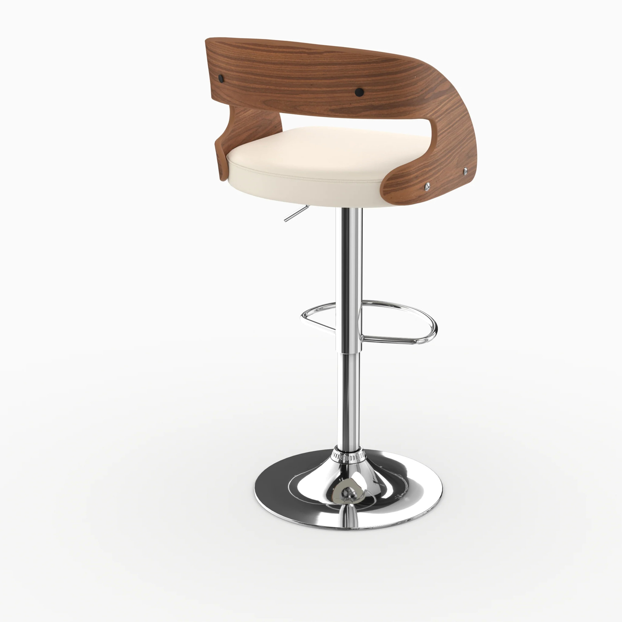 Chaise de bar réglable 62/84 cm en cuir synthétique blanc - Louis