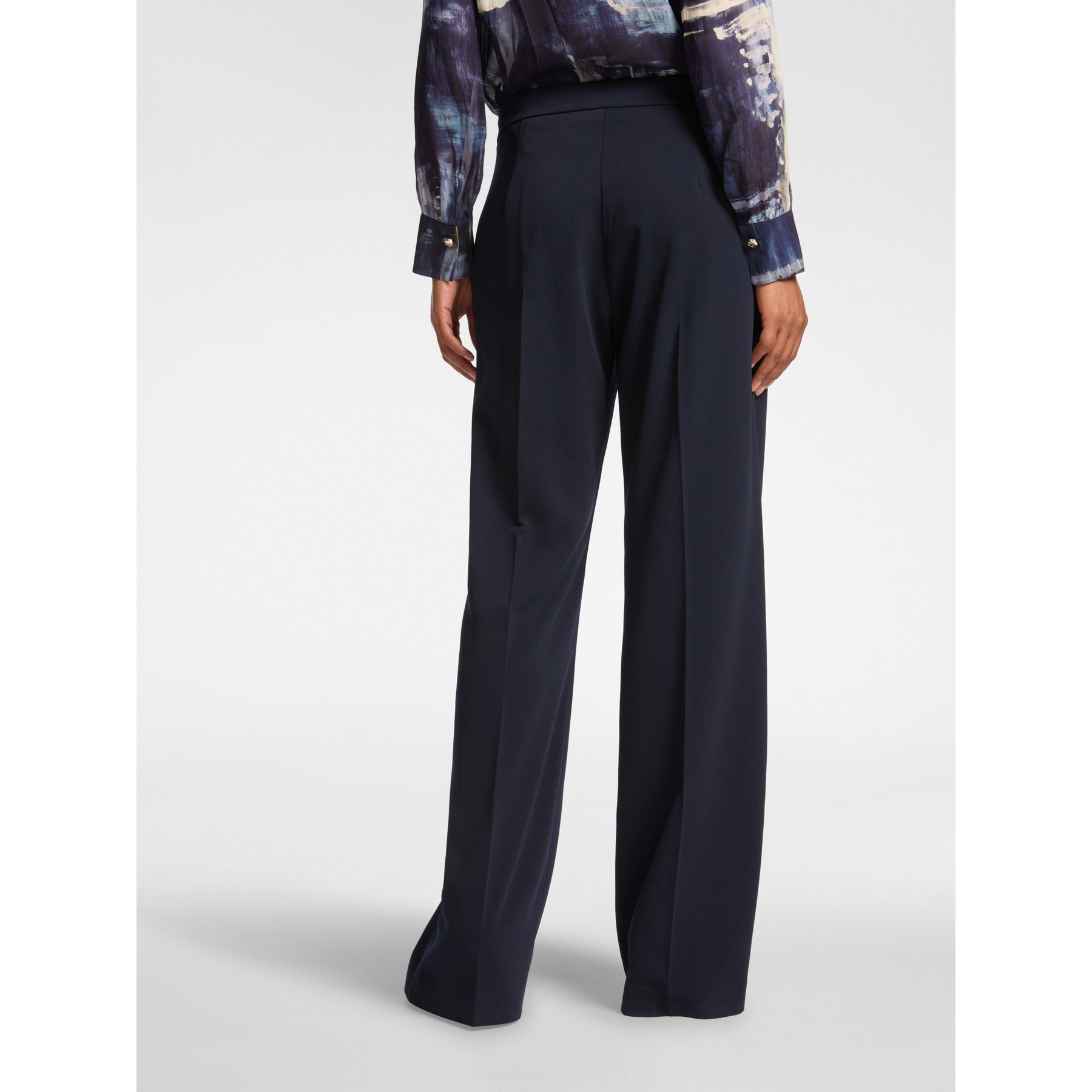 Elena Mirò - Pantaloni maschili in tessuto fluido - Blu