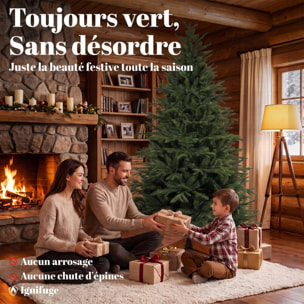 Sapin de Noël Artificiel 180 cm, Arbre de Noël, 2081 Branches Articulées en PE et PVC Ignifuge, Support en Bois Robuste, Facile à Monter, Extrémités Recourbées Anti-Rayures, pour Maison, Bureau