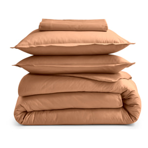 Drap plat piqué uni en percale de coton - Orange