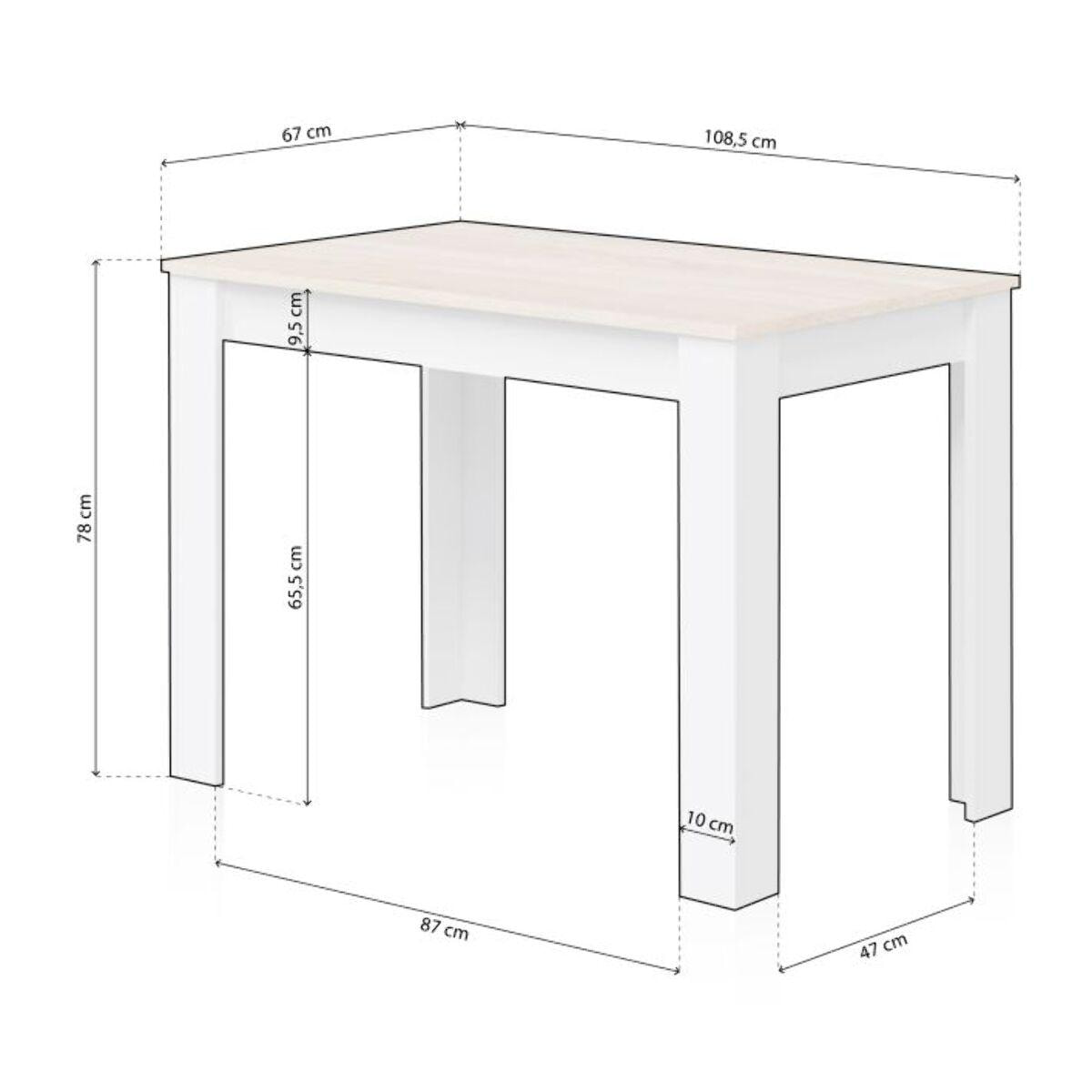 Mesa de comedor Cloe Blanco Artik (Blanco Mate) - Roble Canadian