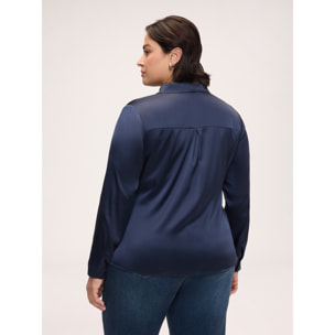 Fiorella Rubino - Camisa de seda elástica con cuello clásico - Azul