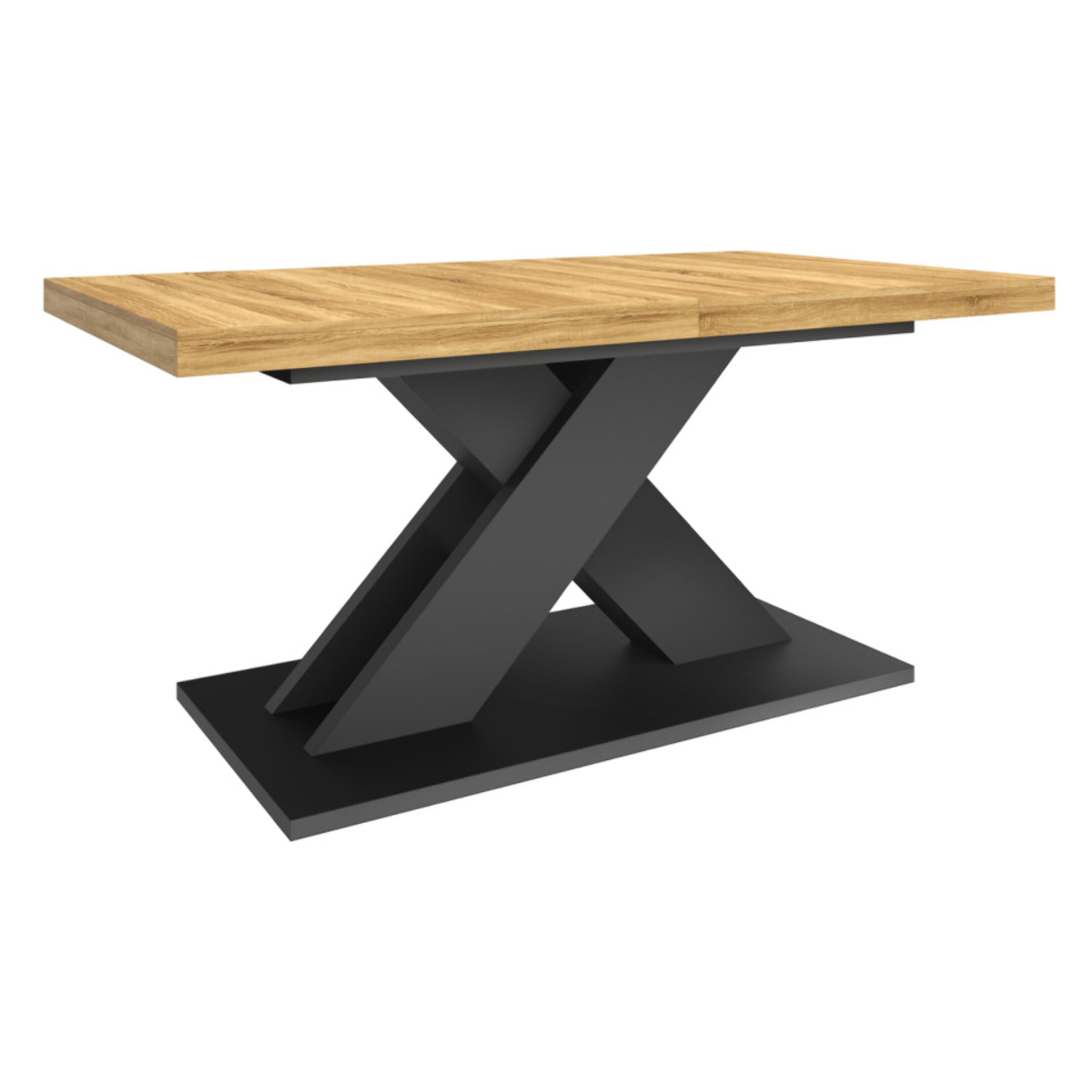 Table à manger extensible Alexia bois et noir 160-200cm