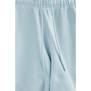 Pantaloncini in cotone blu chiaro con logo ricamato
