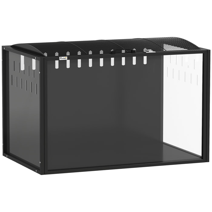 Cage hamster grande taille acrylique acier dim. 81x51x53cm toit ouvrant noir