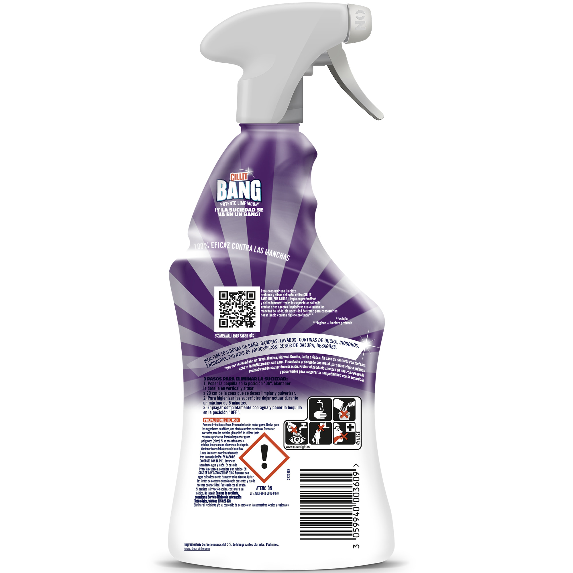 Cillit Bang - Spray Higiene Baño 750ml, pack 3 unidades x 750ml