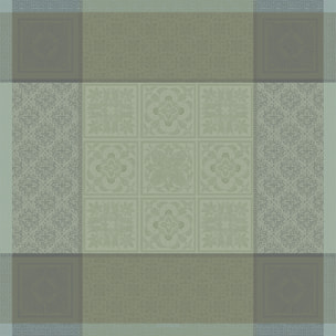 Nappe pur lin motif jacquard vert Harmonie opaline