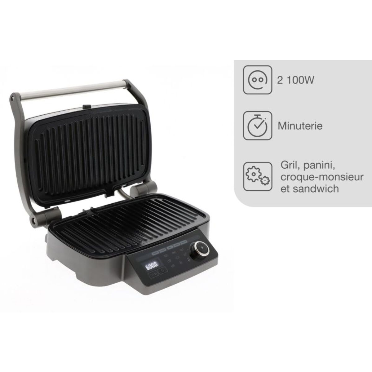 Grille-viande MIOGO MMG1 noir plaques amovibles, 36x20 cm
