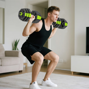 Juego de Mancuernas Ajustables, 6 en 1, 25kg, Juego de Pesas Utilizado como Kettlebell, Barra, Mancuernas o Soporte para Flexiones, Equipo para Hombres y Mujeres, Gimnasio en Casa