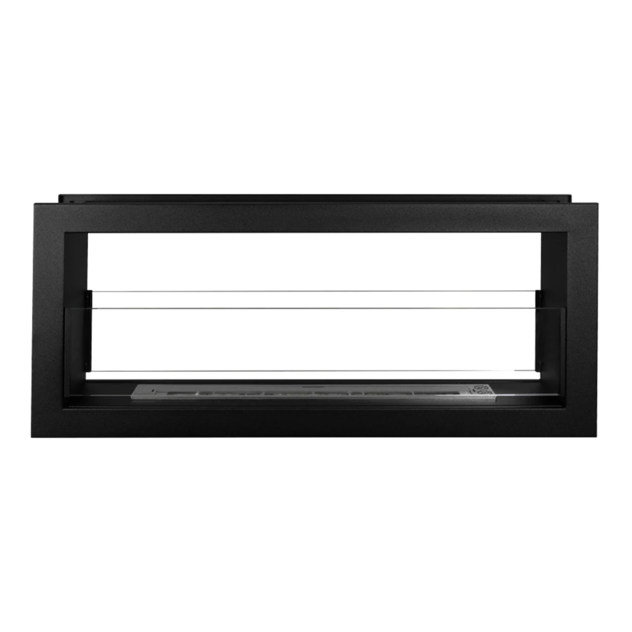 Montefalco 90 - Camino a Bioetanolo da Incasso Bifacciale 90x40x15,2 cm con Bruciatore 1,5lt in Acciaio
