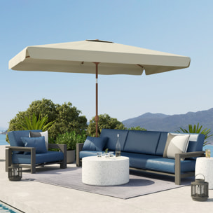 Sombrilla de Terraza Exterior 300x200 cm Parasol de Terraza Exterior con Ángulo Ajustable Mástil de Aluminio Manivela y Protección UV 50+ Sombrilla para Jardín Patio Beige