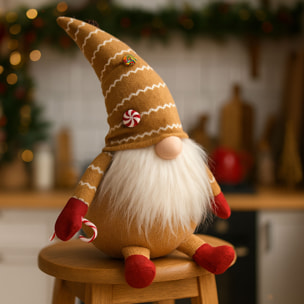 Gnomo sentado decorativo navideño con sombrero, diseño nórdico original