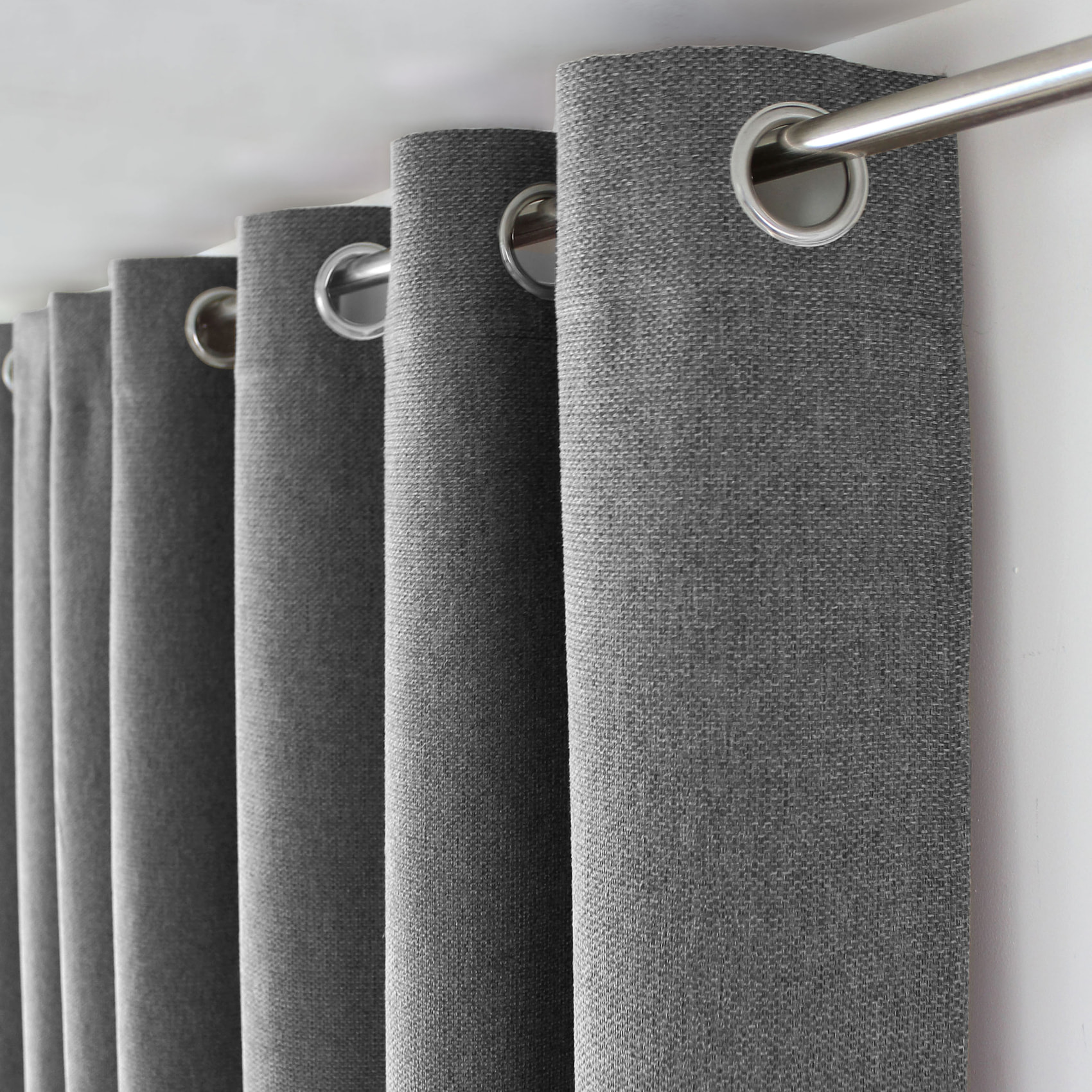 Rideau à oeillets en velours chenillé - Gris Foncé