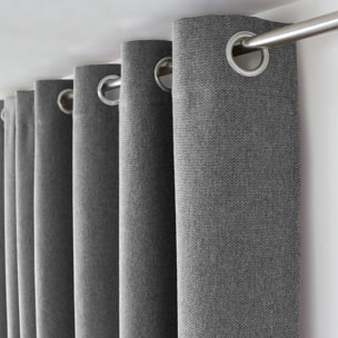 Rideau à oeillets en velours chenillé - Gris Foncé
