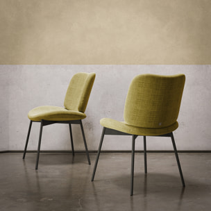 SET DI 2 SEDIE MAKO - STRUTTURA GRIGIO CARBONE, TESSUTO FLORA SENAPE BEIGE