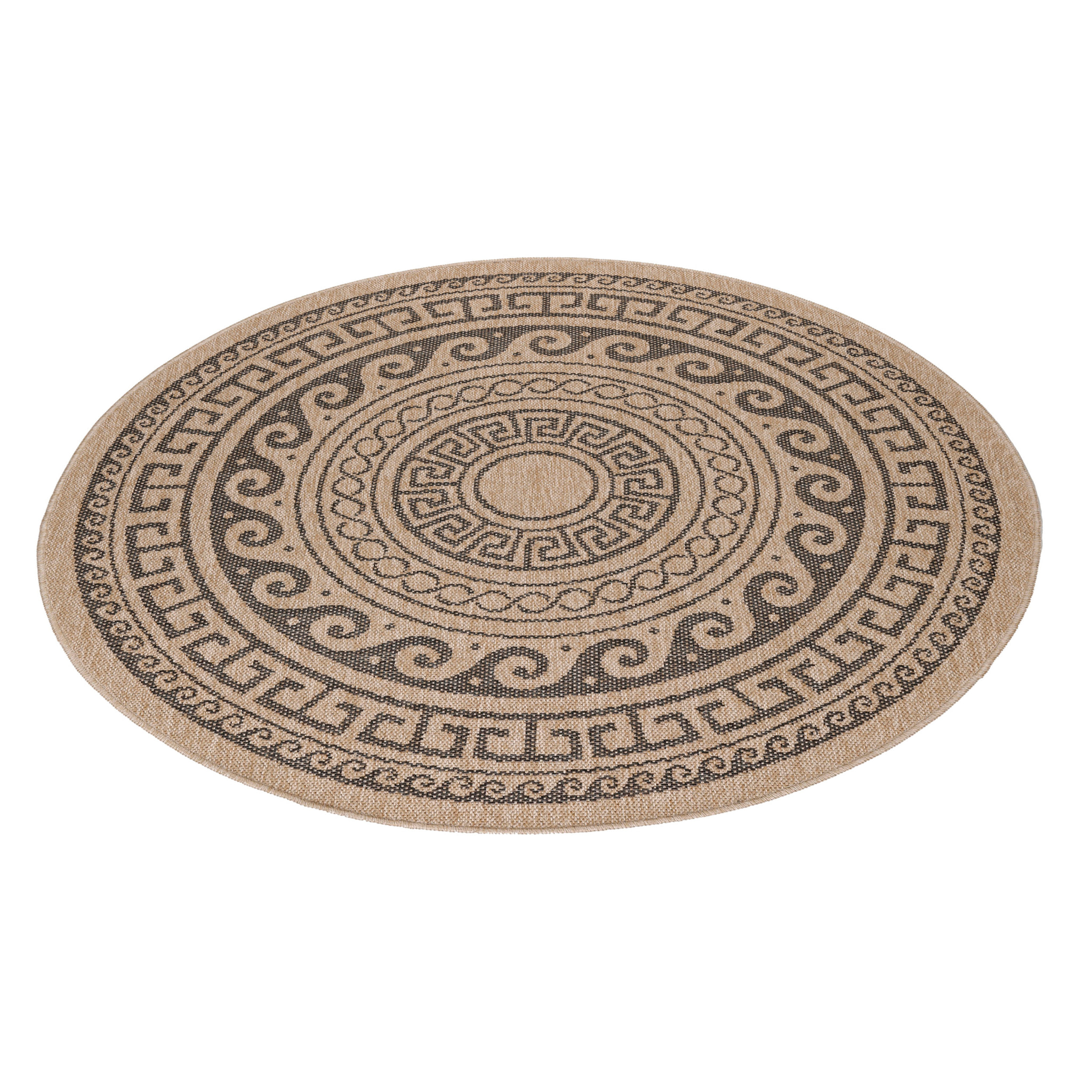 COMILLA - Tapis intérieur/extérieur rond aspect jute noir
