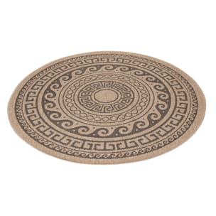 COMILLA - Tapis intérieur/extérieur rond aspect jute noir