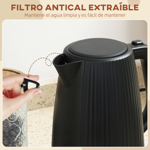 Hervidor de Agua Eléctrico 1,7 L, 2025 W, Calentador de Agua Eléctrico con Apagado Automático, Base Giratoria 360°, Filtro Antical Extraíble, Negro