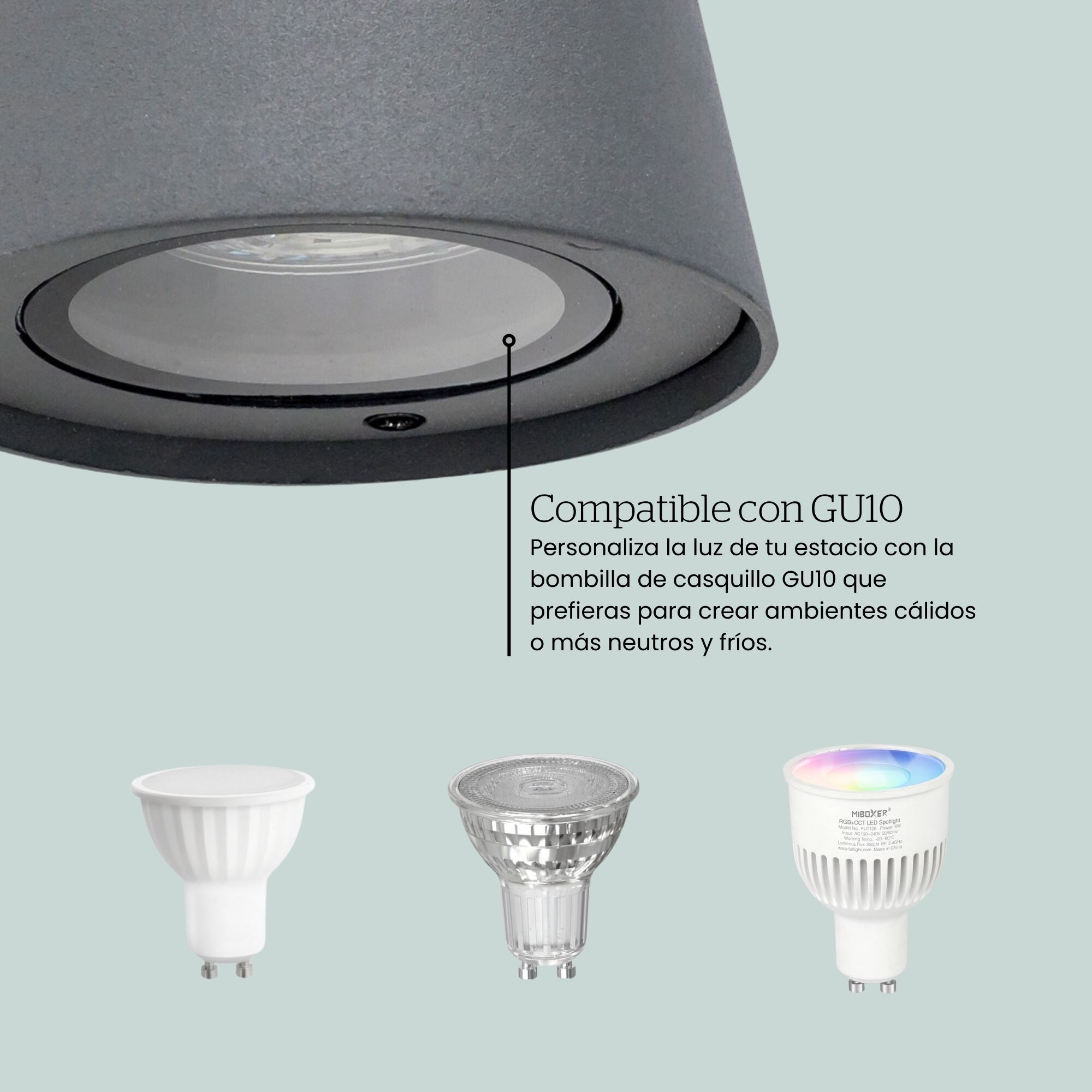 FORLIGHT Cone - 2 Apliques de Pared Exterior de 1 Foco GU10 con IP44 de Color Negro