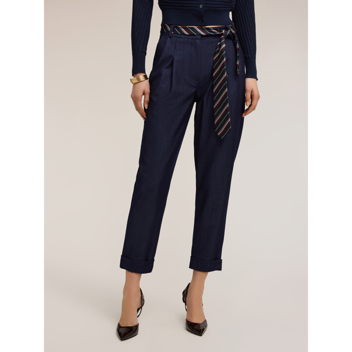 Motivi - Pantaloni carota in chambray - Blu