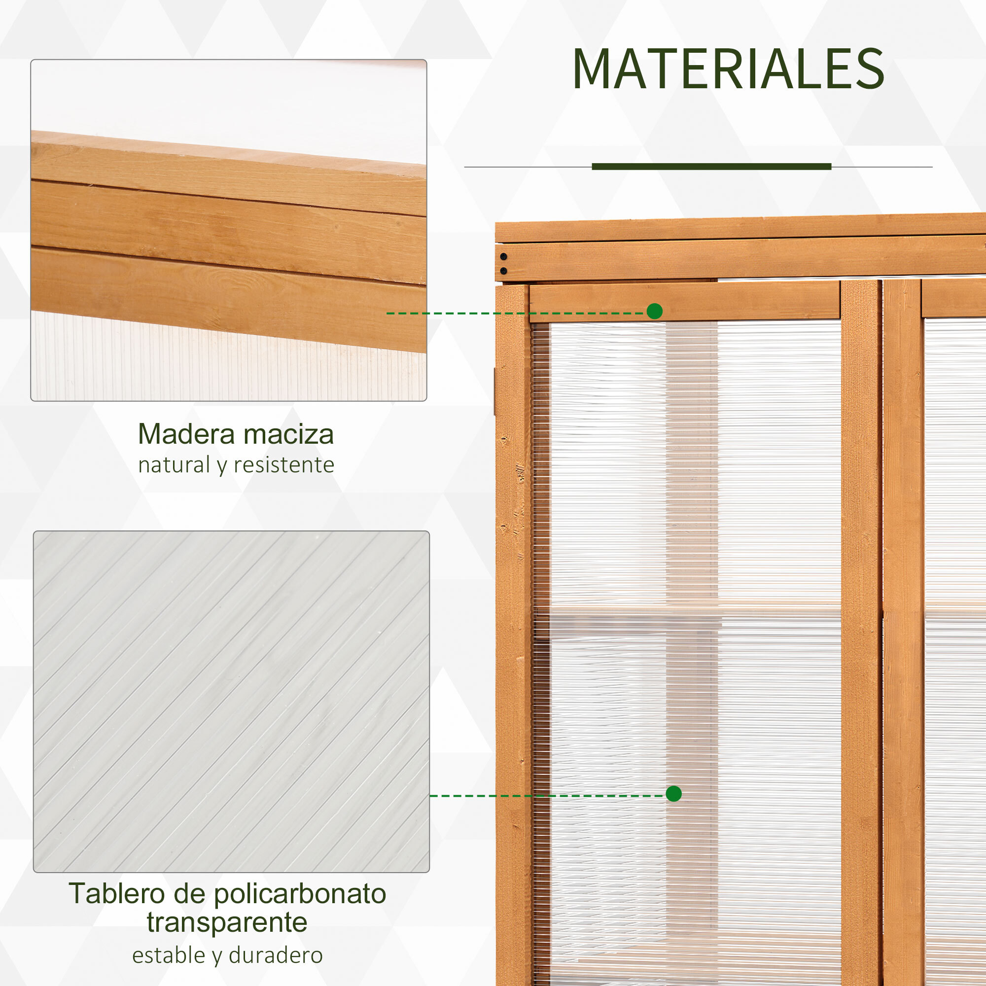Invernadero Jardín de Madera Policarbonato 3 Pisos con Tapa Abatible 76x47x110cm