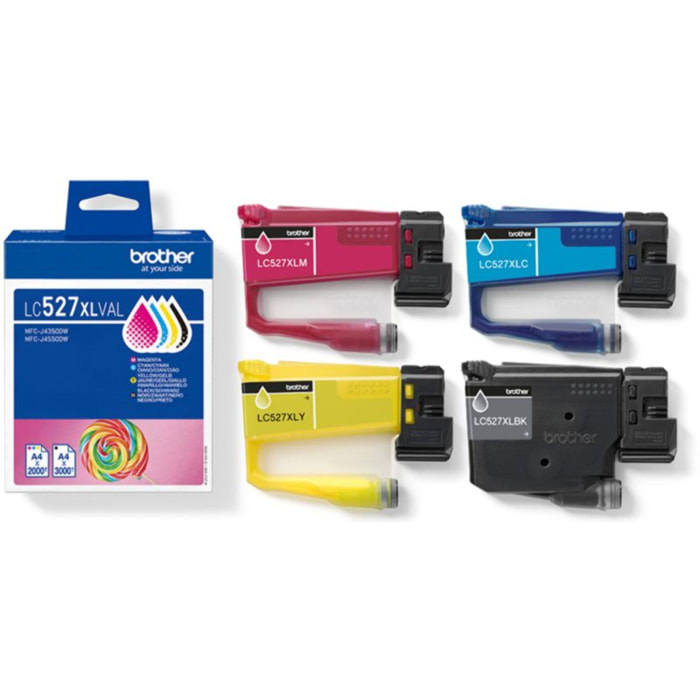 Cartouche d'encre BROTHER Pack Multipack 4 Originales LC527 XL (Noir + 3 Couleurs) - LC527XLVAL