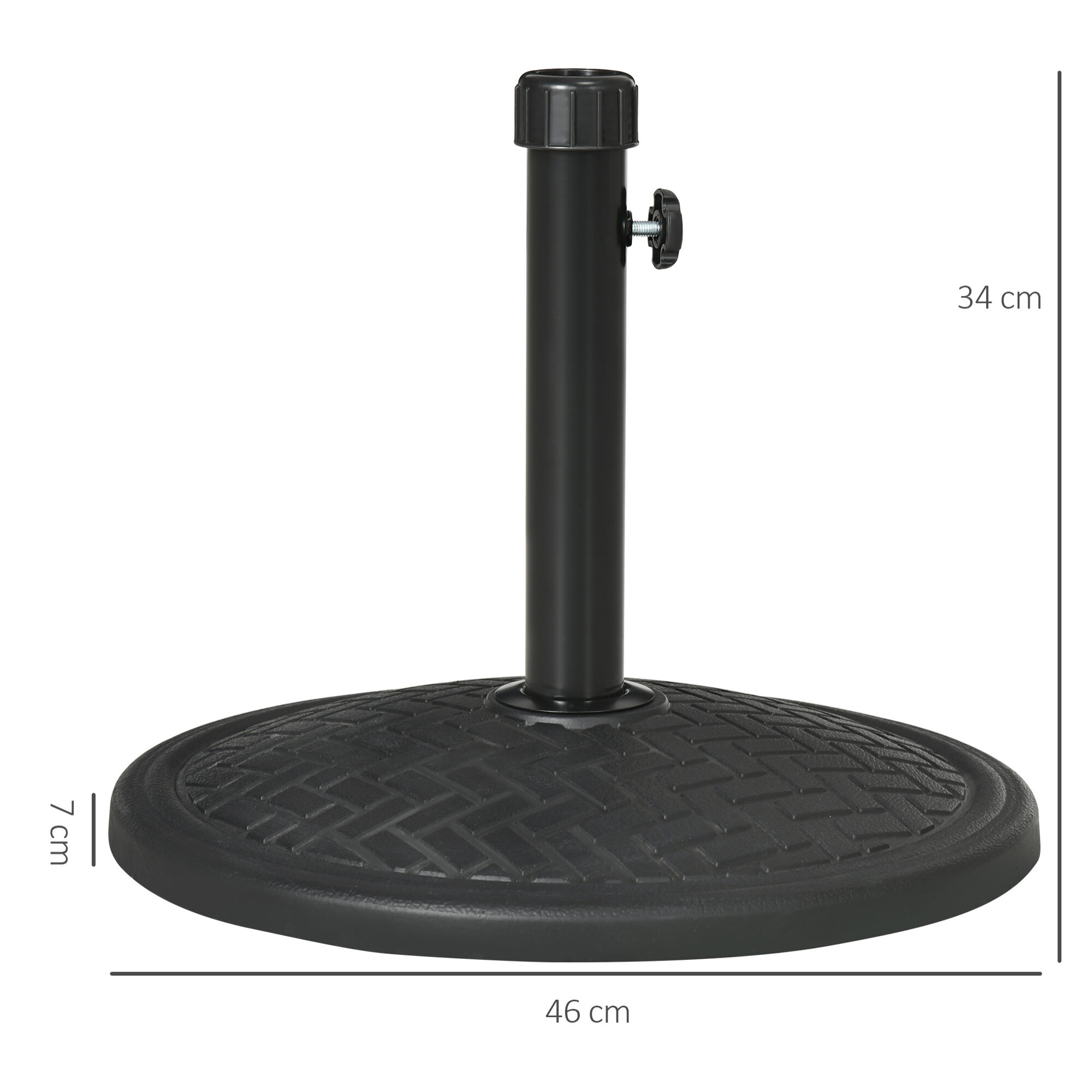 Pied de parasol rond base de lestage Ø 46 x 34 cm métal motif zig zag poids net 14 Kg noir