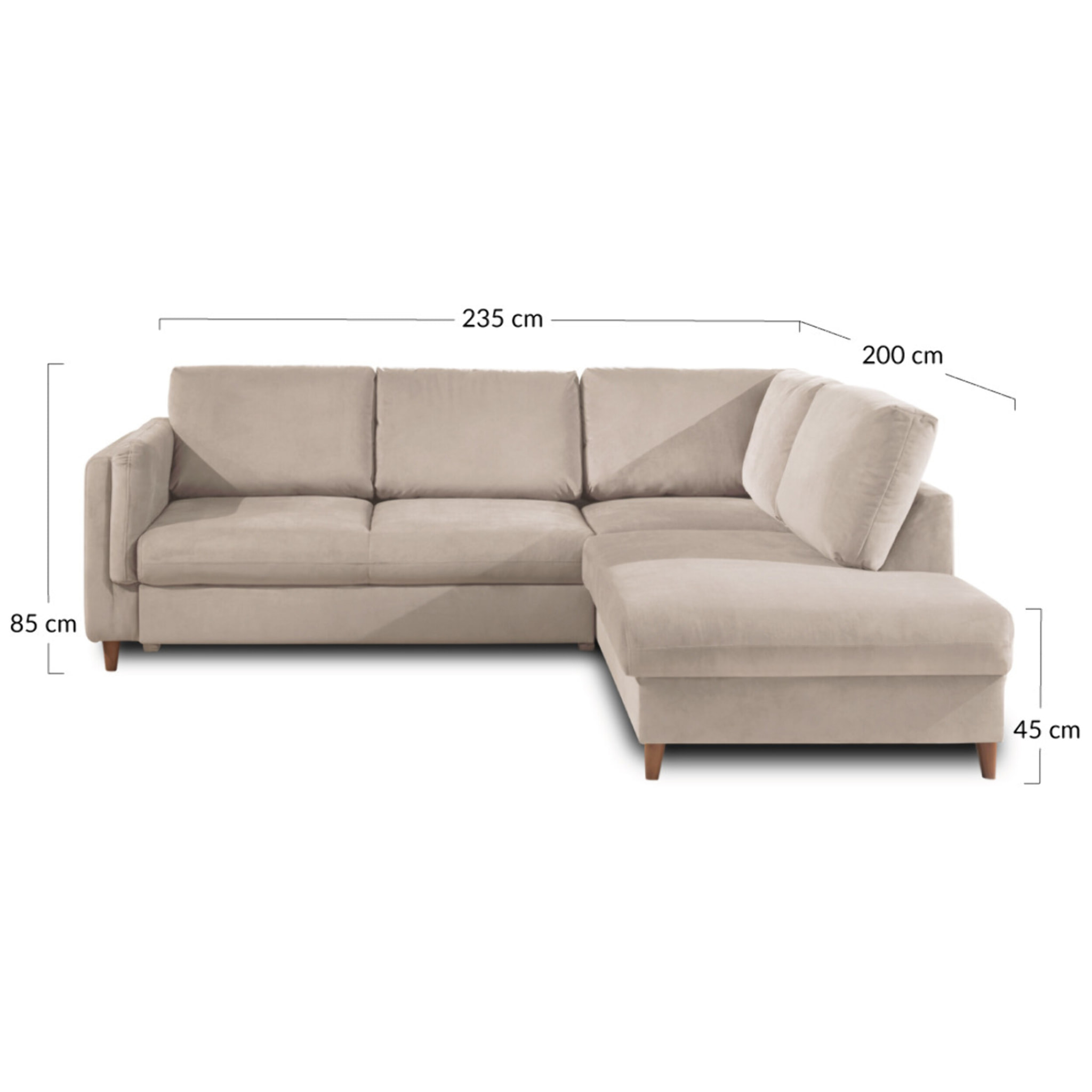 Brooke - canapé d'angle droit - convertible - 5 places - en velours - Vert Olive