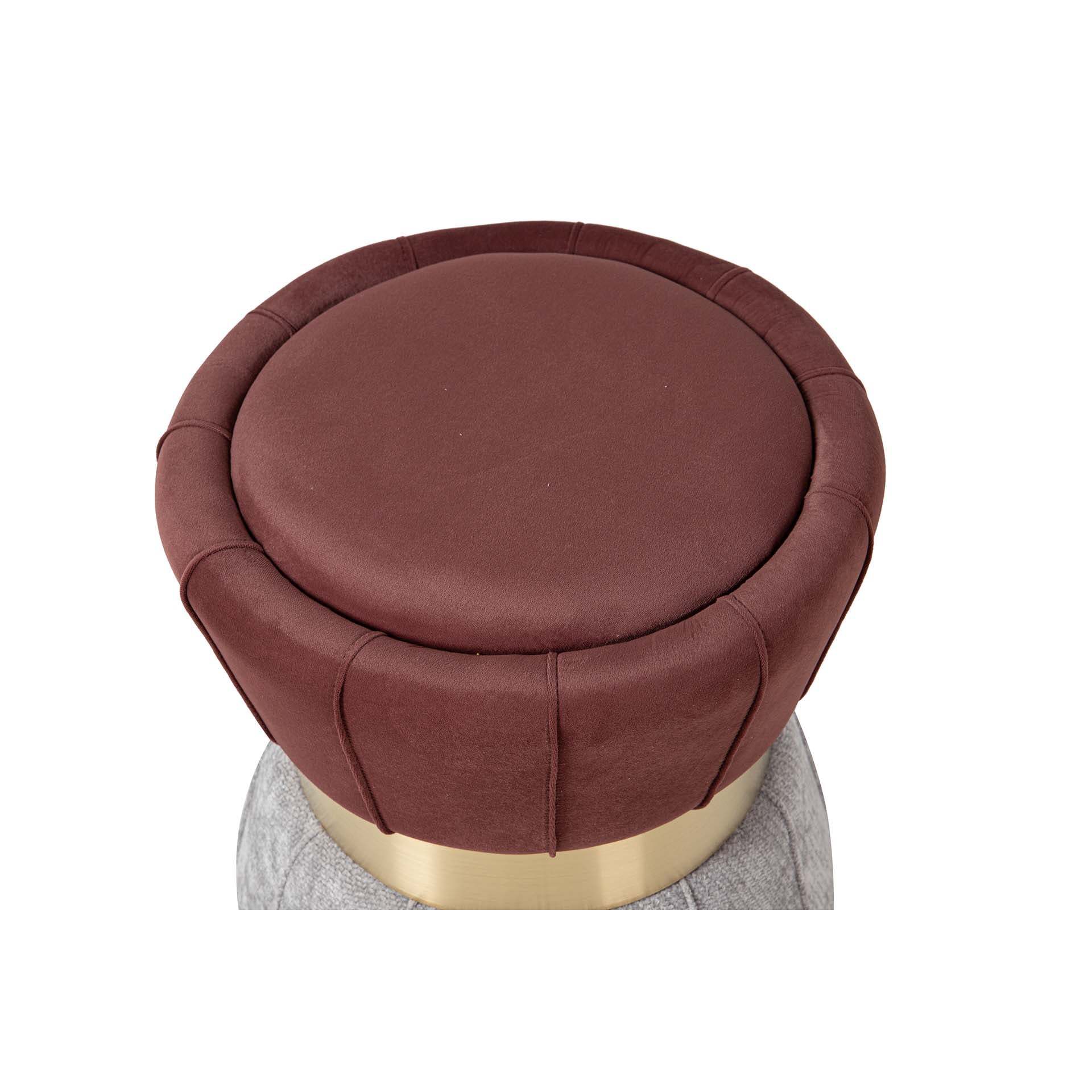 Puff Velvet Granate Gris 40x40x44 Cm