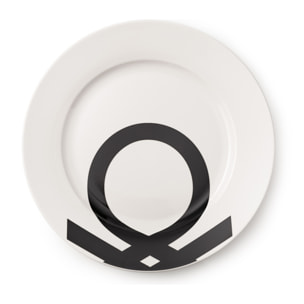 Set 18pcs vajilla porcelana diseño logo estampado negro  benetton