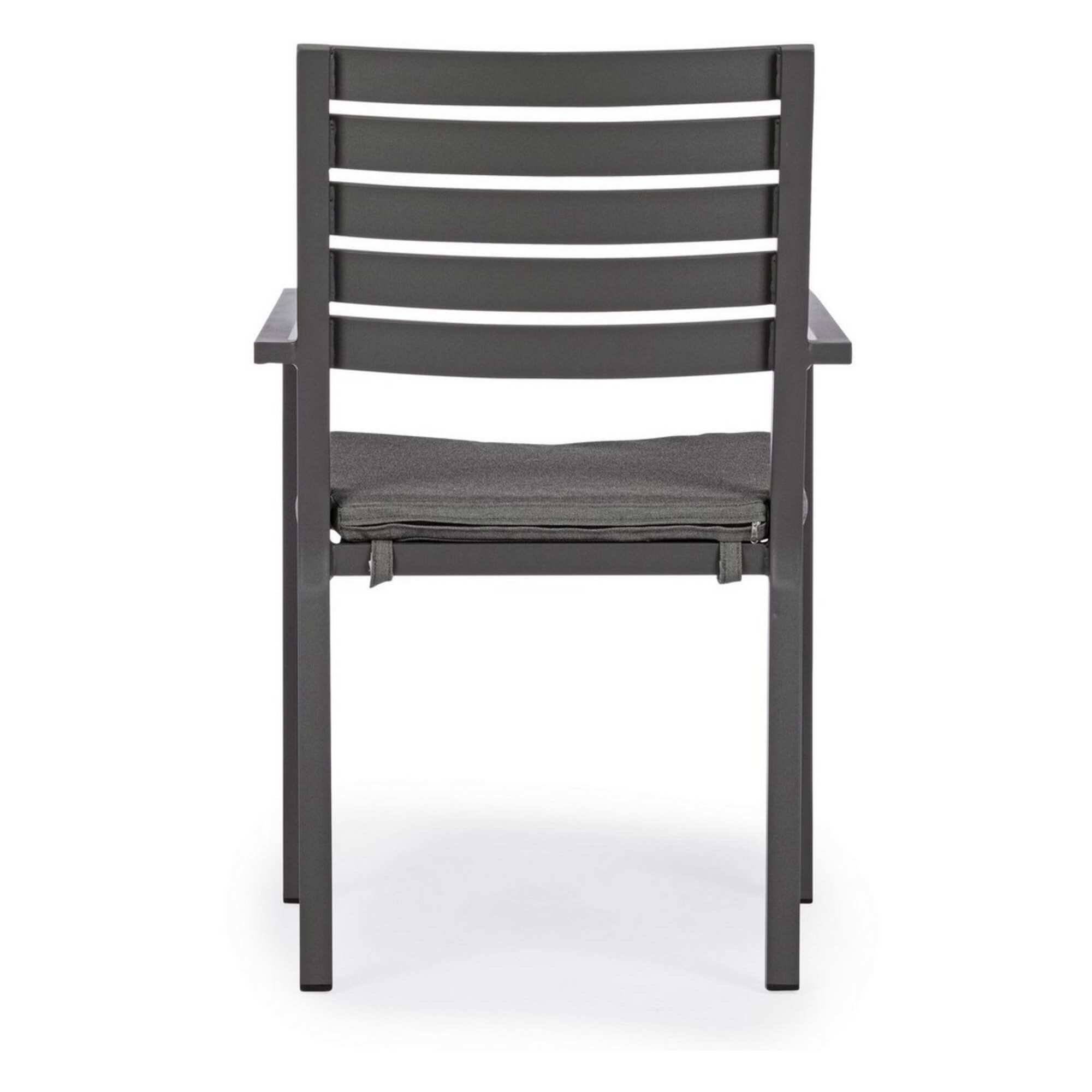Set 4 sedie da giardino MURGIA con cuscino sfoderabile in tessuto e struttura in alluminio antracite
